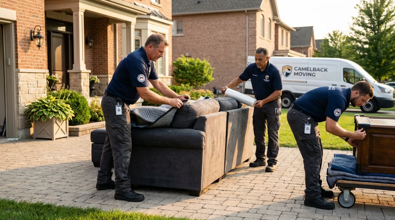 Large estate moving crew wrapping furniture in Altamont, NY