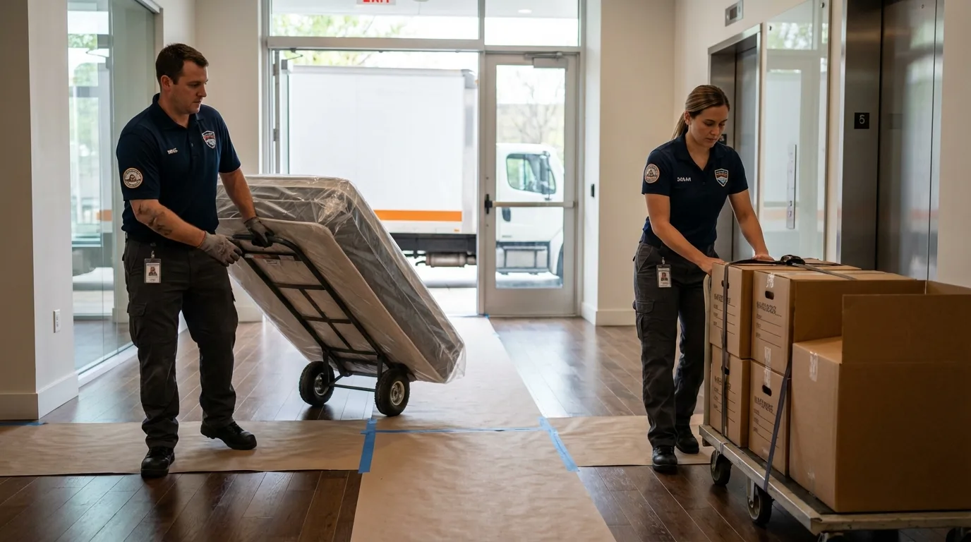 Professional apartment movers loading elevator in Altamont, NY